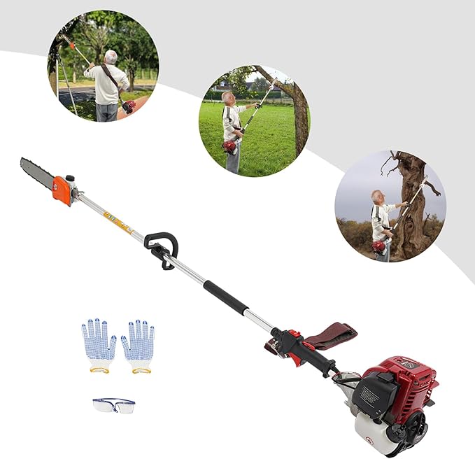 Brush Cutter, 4 Strokes 37.7CC 1.65HP Gas Lawn Edger Single Cylinder Air Cooled Weed Wacker Multifunction Weed Eater Alloy Steel Gas Powered Weed Trimmer Garden Trimmer w/0.17 Gal Fuel Tank Capacity
