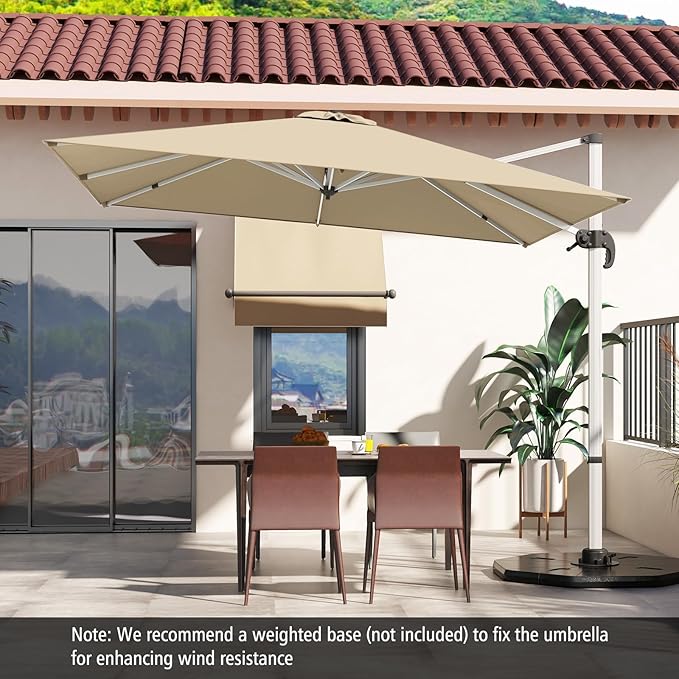 Cantilever Patio Umbrella Aluminum Offset Umbrella with 360-Degree Rotation & Adjustable Tilt, Large Patio Offset Umbrella for Garden, Pool, Backyard & Deck