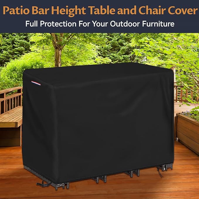 Patio Bistro Set Cover, Heavy Duty Waterproof Outdoor Table and Chairs Set Cover for 3 Pieces Patio Furniture Set/2 Chairs Patio Set - 62"L x 22"W x 30"H