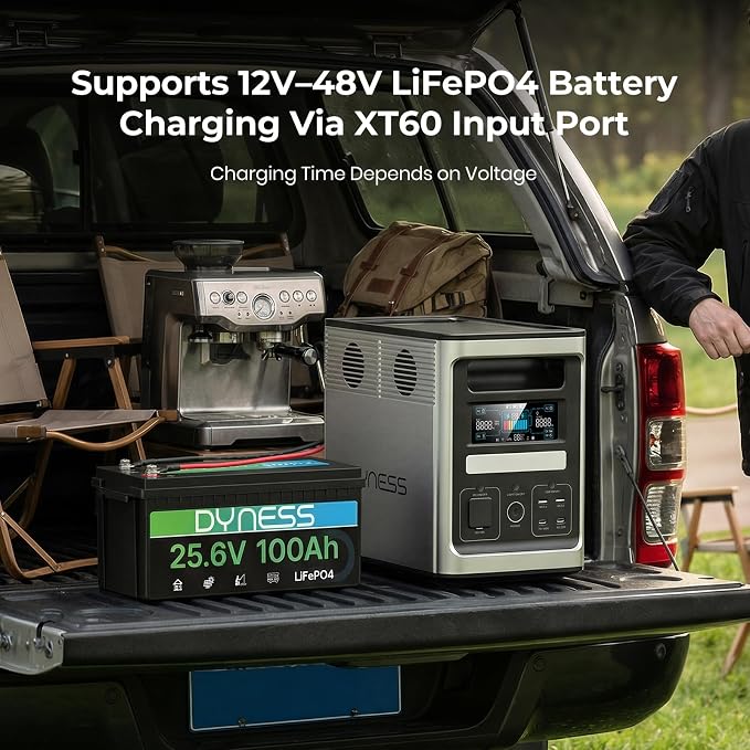 DYNESS 1536Wh Solar Generator with 100W Foldable Solar Panel, LiFePO4 Battery Backup 1800W AC (3600W Surge) Portable Power Station, Fast Charging for Home Backup, Camping, RV & Power Outage
