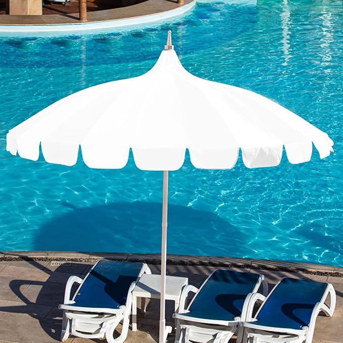 8Ft Patio Pagoda Umbrella, UV Protect Pool Umbrellas with Heavy Duty Pole, Outdoor Market Umbrella for Holiday Garden Backyard