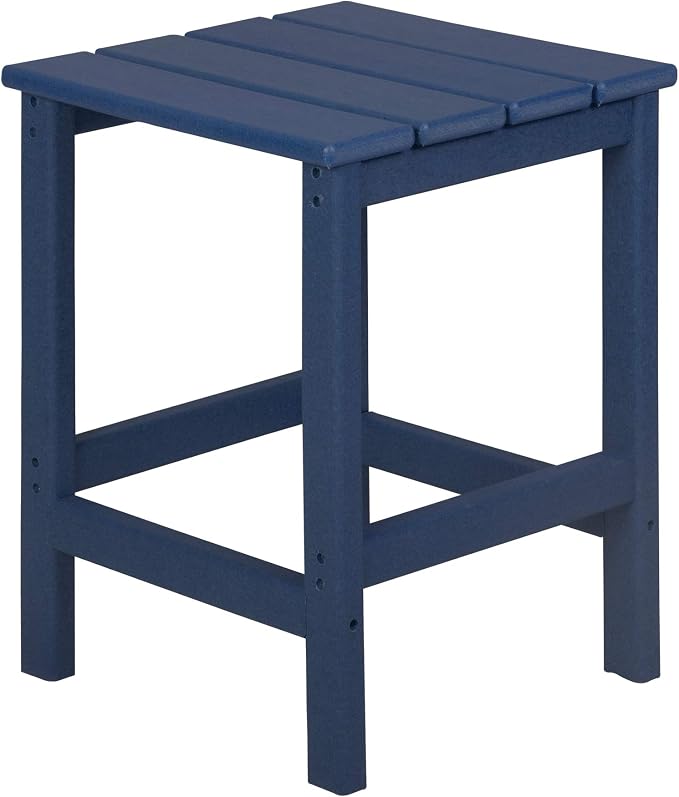 WestinTrends Malibu Square Outdoor Side Table for Adirondack Chair, Navy Blue