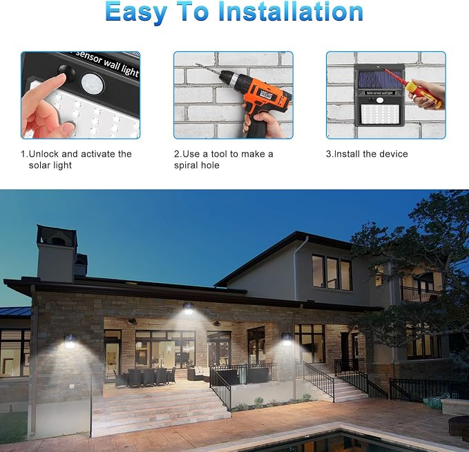 Solar Lights Outdoor,3 Modes Motion Sensor Security Light Wall Light | 3 Modes, Motion Sensor, Waterproof, For Garden Fence Patio Garage