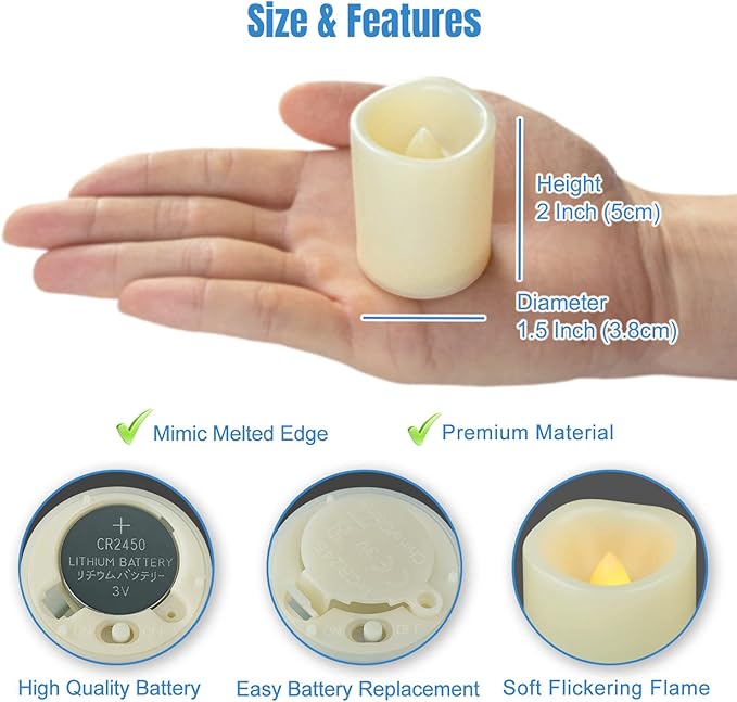 Flameless Votive Candles with Remote Control and Timer Bulk Set of 10 Tealight Candles/Realistic Outdoor Flickering Battery Operated LED Tea Lights (Batteries Included) 200Hours