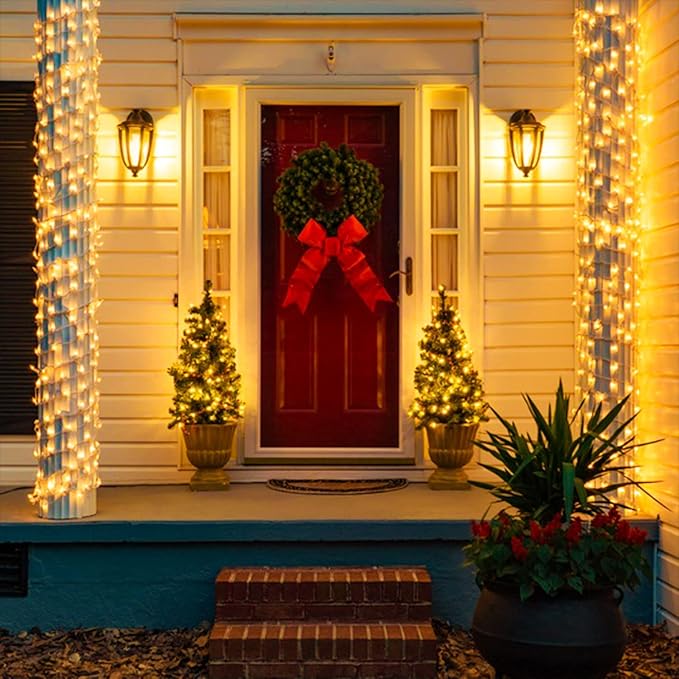 JMEXSUSS 163ft 500 LED Warm White Christmas Lights Indoor Outdoor | 8 Modes Clear Wire Plug-in String Lights Bedroom, 8 Modes Remote Control Christmas Tree Light for Bedroom Tree Classroom