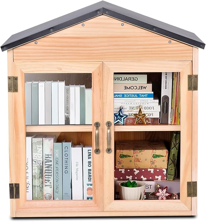 Outdoor Library Book Box - Outdoor Wood Cabinet Library Boxes,Literature Exchange Kit Outside Book Storage for Public Spaces Schools Community Neighborhood