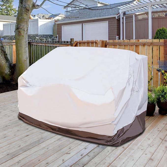 OVIOS Patio Furniture Set Cover Outdoor Sectional Sofa Couch Chair Ottoman Waterproof Covers General Purpose, 58" L x 36" W x 34" H, Beige-Brown