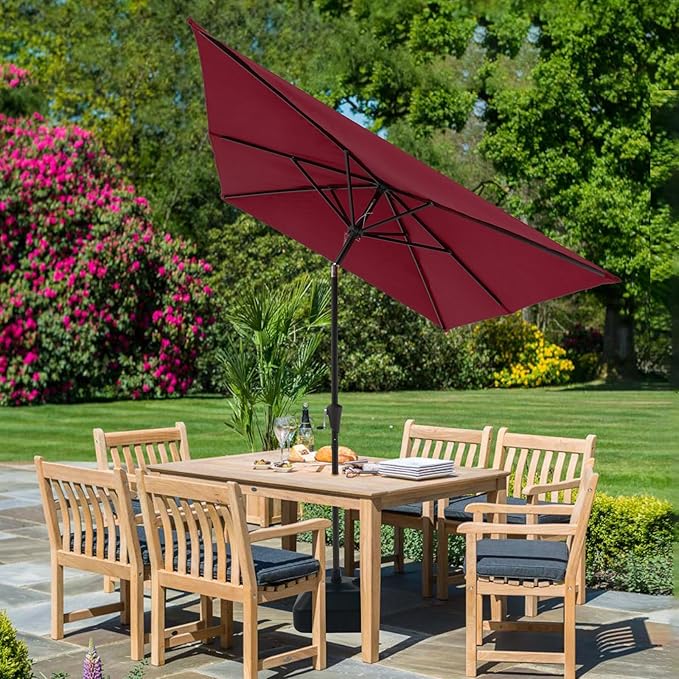 COBANA 6.6 x 9.8ft Rectangular Patio Umbrella, Outdoor Table Market Umbrella with Push Button Tilt/Crank,Patio Umbrella Rectangular for Backyard, Garden