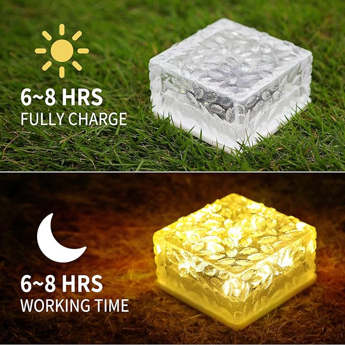 Solar Brick Lights Outdoor Waterproof Small Solar Lights 3 Packs Outdoor Decor for Fence Pathway Path Patio Balcony Outside Garden Bricks Decorations