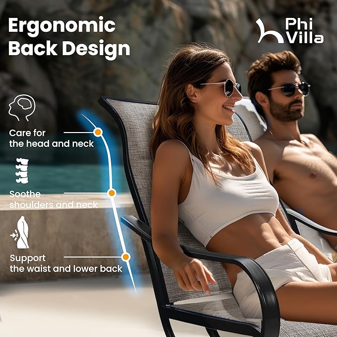 PHI VILLA 9 Piece Outdoor Dining Set for 8 Person, 82'' Rectangle Metal Slat Table and 8 Swivel Padded Patio Chairs, All Weather Patio Table and Chairs Set for Deck Garden Yard (Brown)