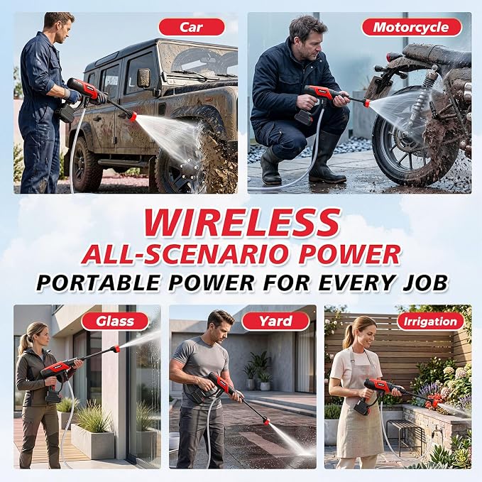 Cordless Portable Cleaning Tool – Compatible with Milwaukee 18V Battery – Touch Display with 3 Adjustable Speeds – Lightweight with 6-in-1 Nozzle & 16.4FT Hose (Battery & Charger Not Included)