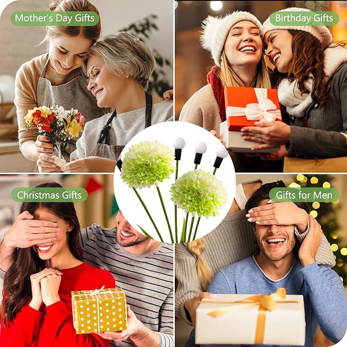 Solar Lights Outdoor Waterproof, 4 Pack Solar Firefly Swaying Lights with Flowers, Flower Light Garden Decor for Outside Yard Patio Thanksgiving for Women Grandma