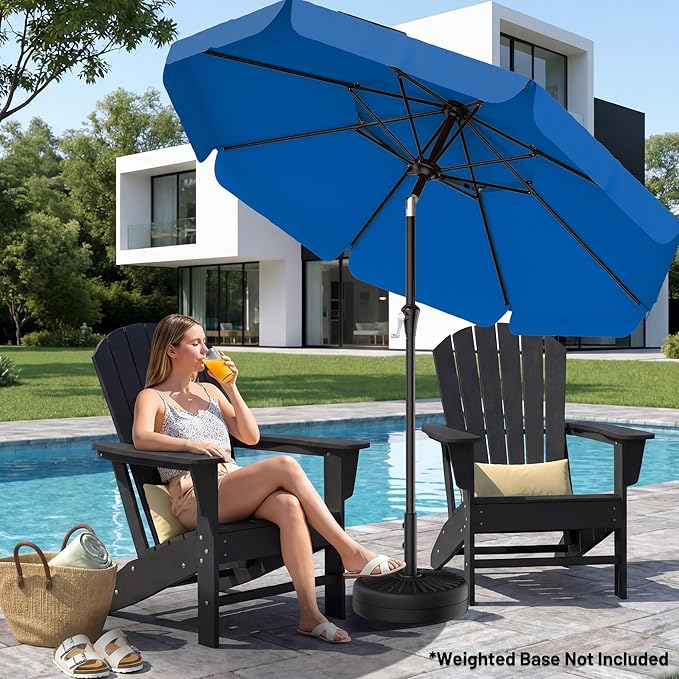 AreShark 9ft 2-Tier Patio Umbrella with Valance - Outdoor Umbrella Waterproof UV Protection, Market Table Umbrella w/Push Button Tilt&Crank for Pool, Porch, Garden(Royal Blue)