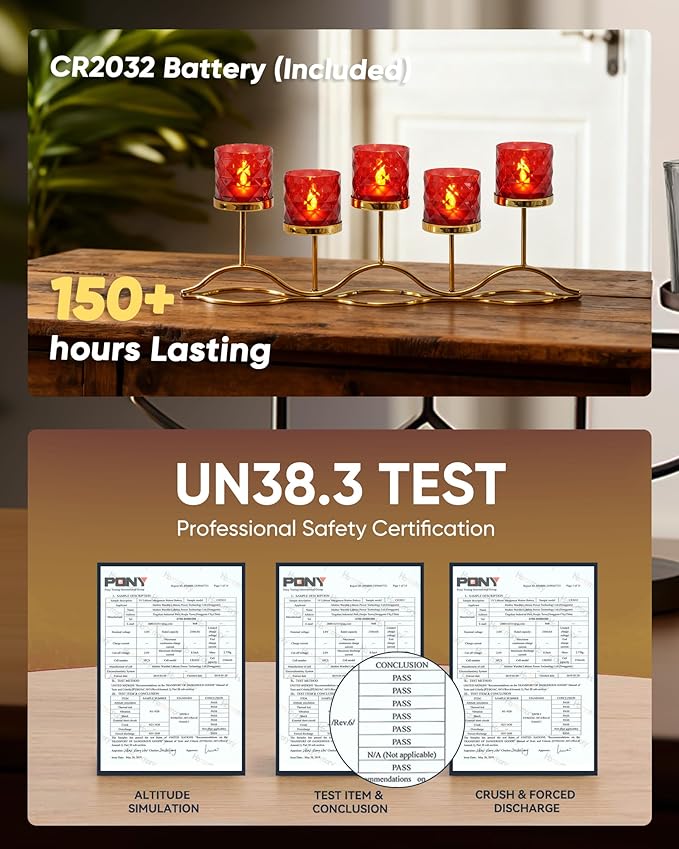 Homemory 2" x 2" Acrylic Votive Candle Holders with Auto Timer Flameless Led Tealight, Battery Powered Fake Electric Candles for Wedding Centerpiece, Table, Christmas Decor (12Pack, Red Base)