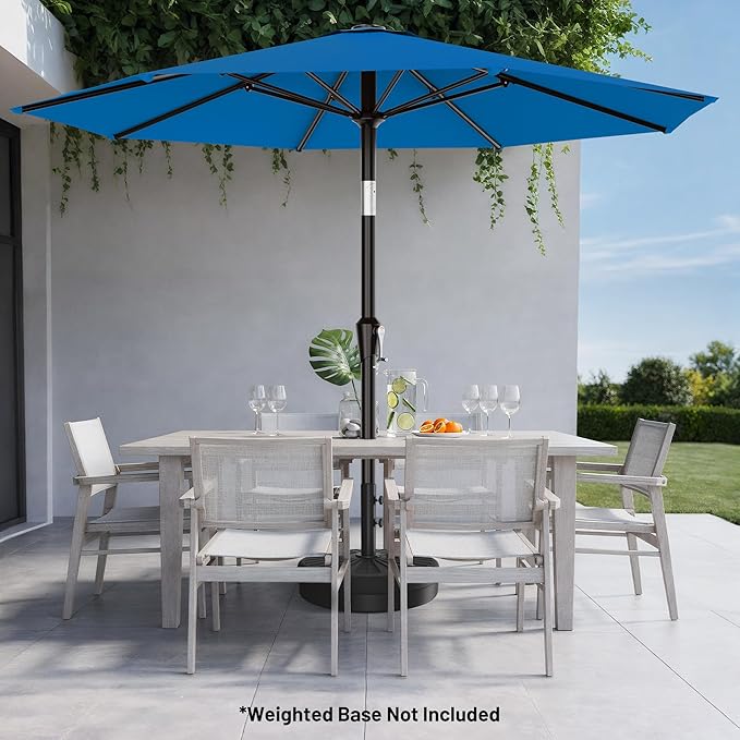 AreShark 10 FT Outdoor Patio Umbrella, Patio Table Umbrella with Push Button Tilt and Crank, Outdoor Patio Umbrellas with 8 Fiberglass Ribs, Patio Umbrellas for Market, Garden, Pool (Royal Blue)