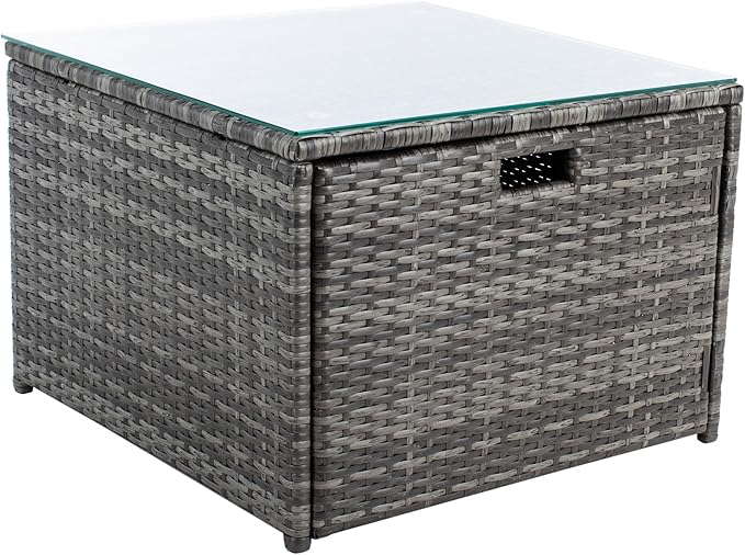 SAFAVIEH Outdoor Collection Helga Grey Brown/White Wicker Conversation Patio Set