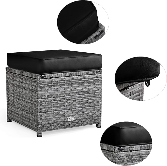 Tangkula Patio Furniture Set for 6, 7 Piece All Weather Heavy Duty PE Wicker Sectional Sofa with Dining Table and Ottomans, Rattan Conversation Set for Backyard, Deck, Poolside