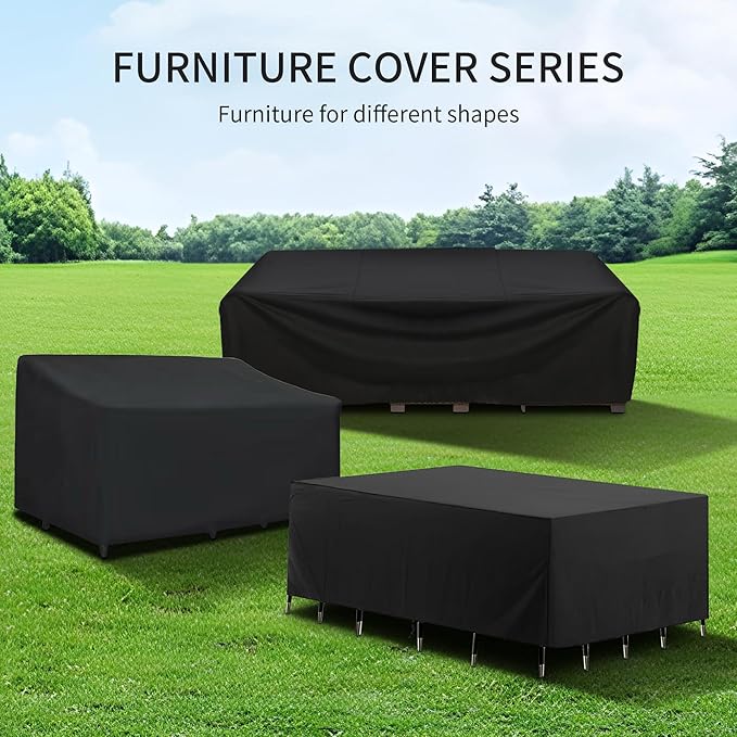 Outdoor Patio Sofa Cover Waterproof, Heavy Duty Couch Cover for Outdoor Furniture, Windproof with Straps, UV Resistant, All-Weather Protection for Garden Couch, 91x65x31 inch