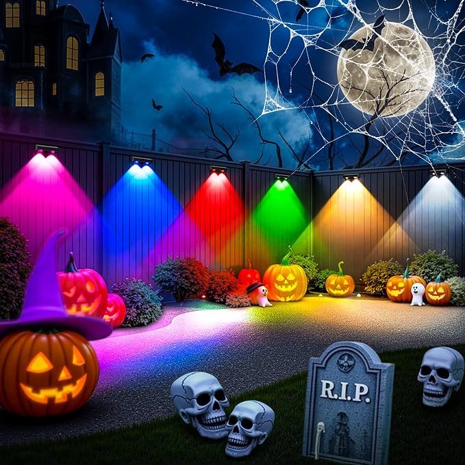 SOLPEX Solar Fence Lights Outdoor, 9 Fixed Colors & Color Changing Fence Solar Lights Outdoor Waterproof IP65, LED Deck Lighting for Backyard Wall Step Patio Railing Pool Porch (16 Pack) | LED Deck Lighting for Halloween Backyard Wall Step Patio Railin...
