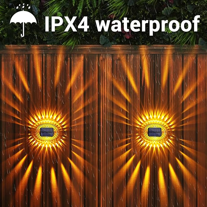 LYHOPE Solar Fence Lights Outdoor, IP65 Waterproof Solar Light for Outside, 6 Pack Deck Light for Backyard Railing Patio Deck Fence Stair Railing Wall Outdoor Decorations(Warm White)