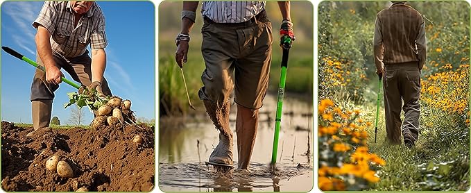 Small Telescopic Garden Rake 27-39" Handle, Mini Hand Rake for Flower Beds & Tight Spaces, 5-Tine No-Bending Cultivator for Weeding & Soil, Elderly Friendly Small Garden Rake