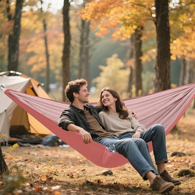 Indian Red Solid Color Pure Plain 330lb Capacity Outdoor Hammock with Portabl Carry Bag Portable Hammock for Camping Travel Accessories sillas para acampar