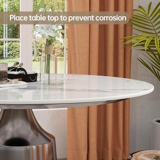 39.3" Round Sintered Stone Table Top - White | Heat & Scratch Resistant Durable Tabletop for Dining, Indoor/Outdoor, Pub & Home Office - All-Weather Use