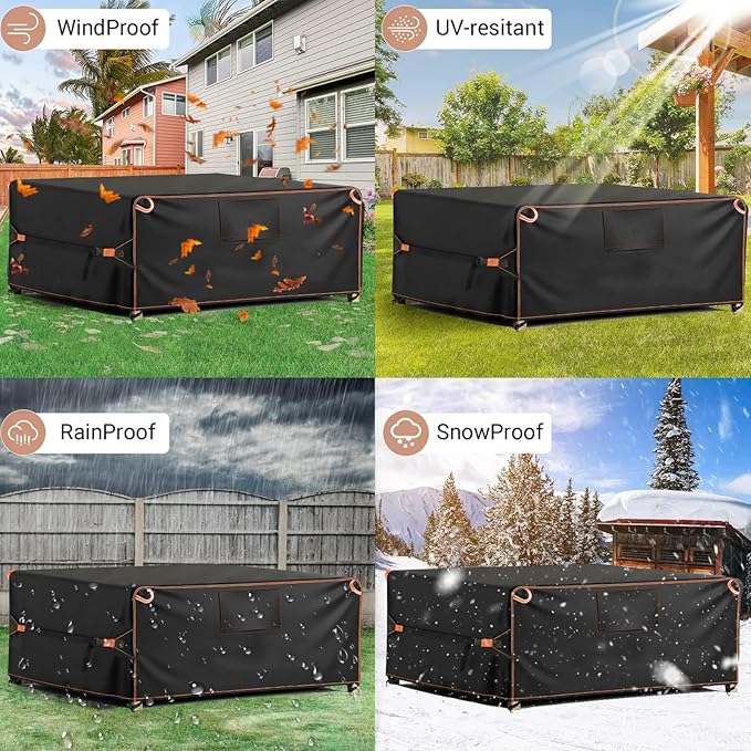 Outdoor Furniture Covers Waterproof, Rectangular Patio Table Chair Sofa Set Cover, Patio Furniture Covers with Upgraded Fastener Windproof Buckles 74" L×47" W×28" H
