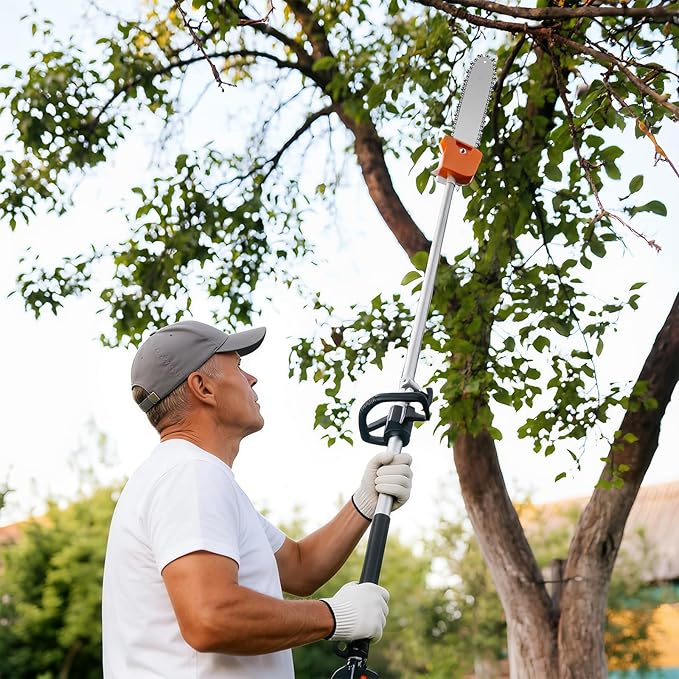 Baotree 48CC Gas Powered Pole Saws, 2 Stroke Gas Powered Pole Saws with 11.5 in Cutting Bar, 16-FT Height Cordless Extendable Long Tree Trimmer Gas Pole Saws for Tree Trimming Branches Pruning