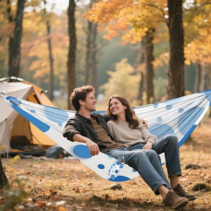 Irregular Blue Dots 330lb Capacity Hammocks for Camping Fabric Hammock for Outside Patio Backyard Poolside Base para hamaca