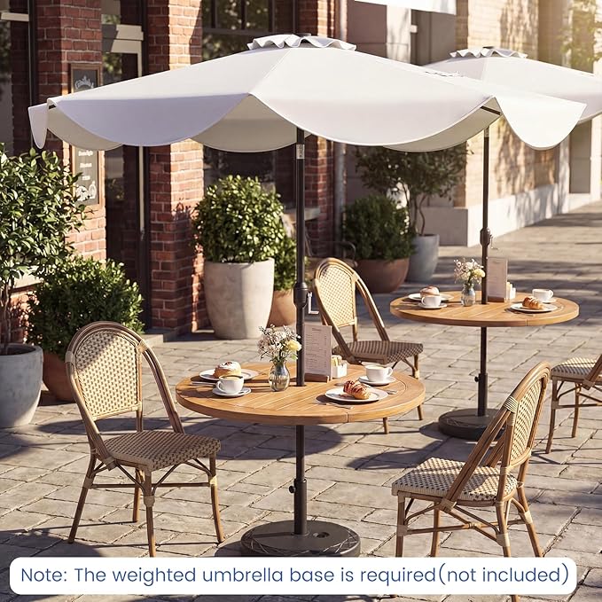 Tangkula 10 FT Solar Patio Umbrella, 2-Tiers Outdoor Scalloped Table Umbrella with 24 LED Lights, Tilt Adjustment, Crank, 8 Ribs for Market Backyard Pool Deck Beach Lawn (Beige)