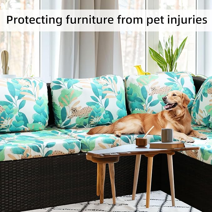BIETYONE 8Pcs Stretch Patio Cushion Covers,Outdoor Couch Covers Replacement,Outdoor Couch & Sofa Slipcovers,for Patio Furniture Cushion Covers,Washable Reusable urniture Protector(Leopard,8PCS)