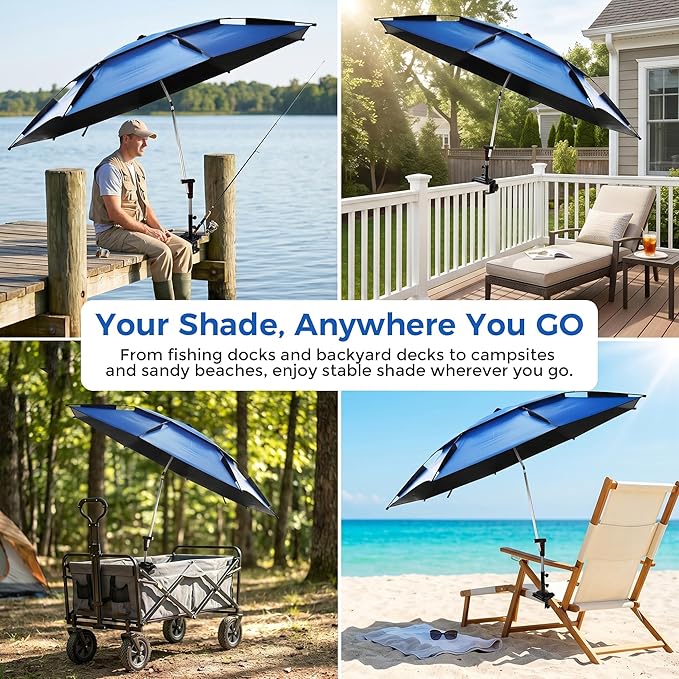 Extra Large Above Ground Pool Umbrella, Portable Outdoor Patio Umbrella for Pool 360° Adjustable Sun-Resistant Pool Shade Umbrella, 7.5ft Swimming Pool Accessories for Fishing Beach Camping