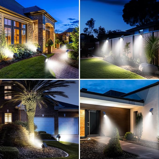 nipify Solar Spot Lights Outdoor Waterproof, Landscape Spotlights | Cool White, 10 Pack/53 LED/3 Modes, Adjustable Solar Panels, Auto On/Off, Uplights Lighting for Outside Tree Yard Flag Garden