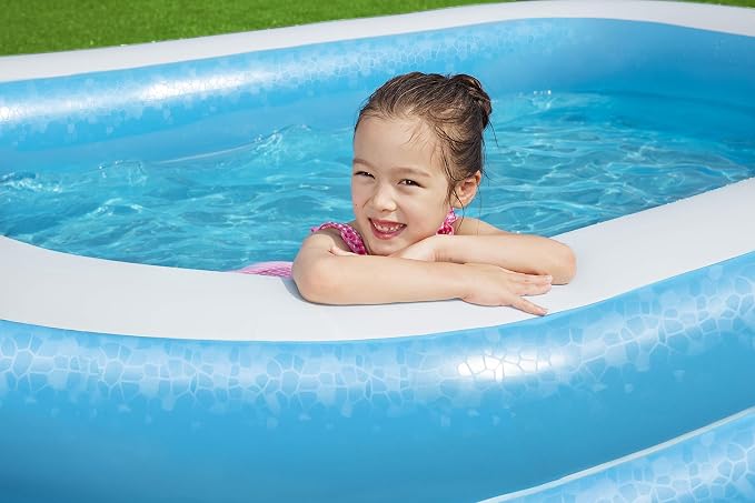 Bestway 54006 Family Rectangular Inflatable Pool, 262 x 175 x 51 cm, Blue/White