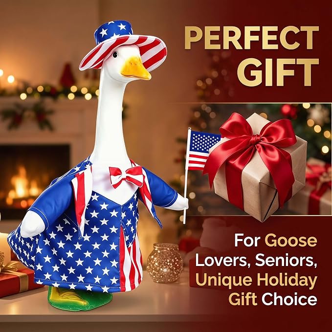 Go Ho Patriotic Porch Goose Outfit, American Flag 4th of July Clothes for 23 Inch Porch Goose Statue, Independence Day Costume Set, 250th Anniversary USA Outdoor Lawn Garden Yard Patio Decoration