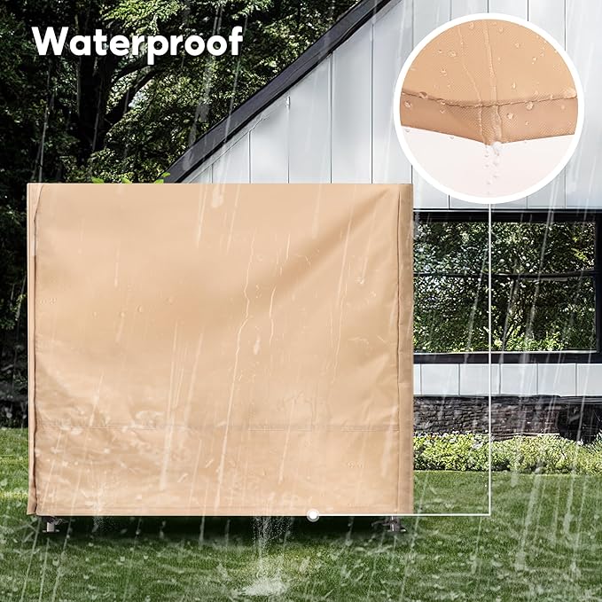 Outdoor Swing Covers for Patio Swing 3 Seater, 87" L x 49" D x 67" H, 3 Seat Cover Waterproof, Porch Patio Canopy Cover, Windproof UV Resistant All Weather Protector - Beige