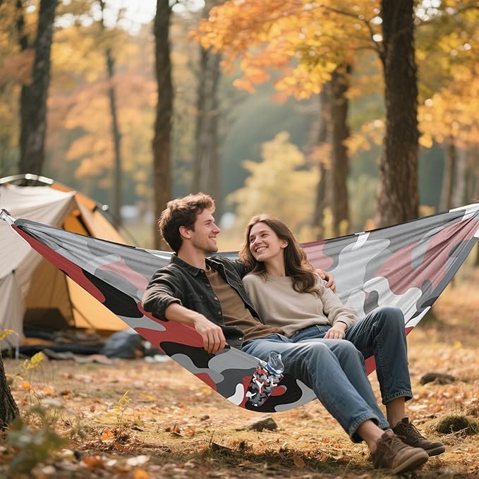 Camouflage Grey Red Black Art 330lb Capacity Outdoor Hammock with Tree Straps Backyard Hammock for Indoor Outdoor Patio soporte para hamacas para adultos