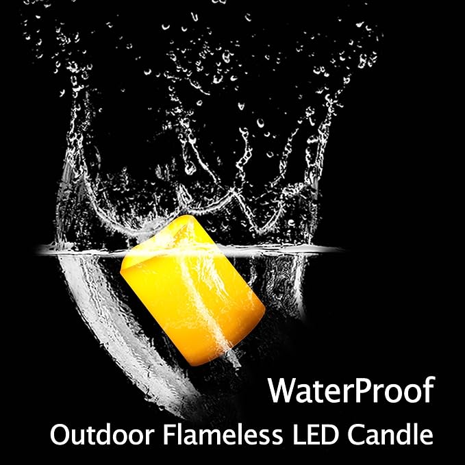 iZAN Set of 1 Outdoor Flameless LED Candle with Timer - Waterproof Plastic Flickering Battery Operated LED Pillar Candles Wedding Party Garden Decoration Long Lasting Battery Life 3x4 inch