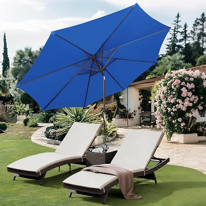 Blissun 10FT Outdoor Patio Umbrella, Outdoor Table Umbrella, Yard Umbrella, Market Umbrella with 8 Sturdy Ribs, Push Button Tilt and Crank
