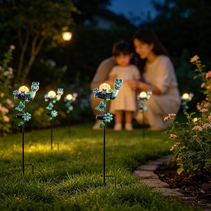 Solar Turtle Garden Stake Lights for Outside 2 Pack Metal Turtle Solar Light Outdoor Decor Waterproof Decorative Garden Stakes Yard Lawn Landscaping Ornaments Housewarming Gifts for Women Mom Grandma