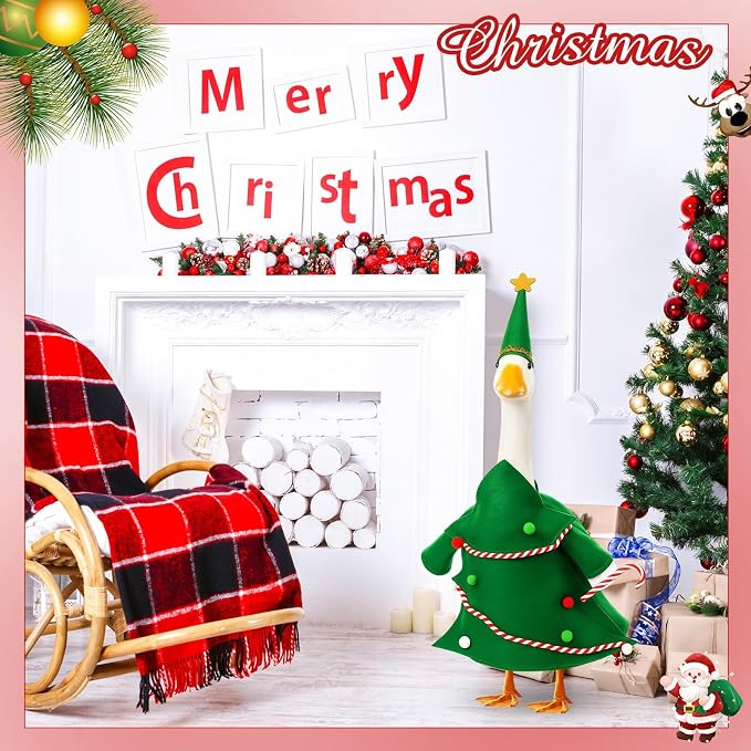 FuWeave 8 Set Holiday Porch Goose Outfits 23'' Goose Clothes Summer Fall Halloween Christmas Winter Thanksgiving Valentine St. Patrick Easter 4th of July Lawn Porch Geese Costume for Patio Yard Decor