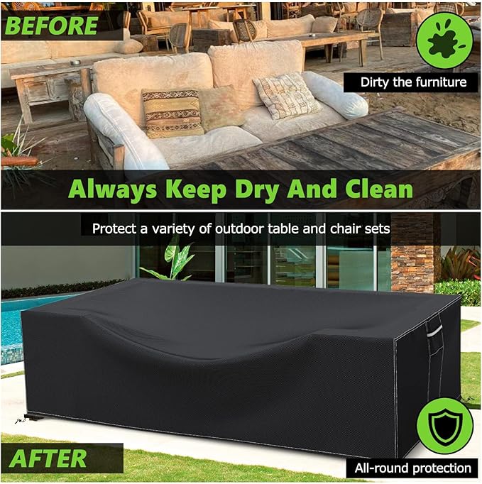 Patio Furniture Covers Waterproof, Heavy Duty 600D Outdoor Furniture Covers for Outside Sectional Sofa Set,Tear Resistance and Anti-UV, Black,108"L x 82"W x 28"H