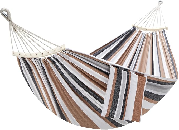 GAFETE Double Hammock for Outside with Tree Straps, Replacement for Stand(Coffee, Large)