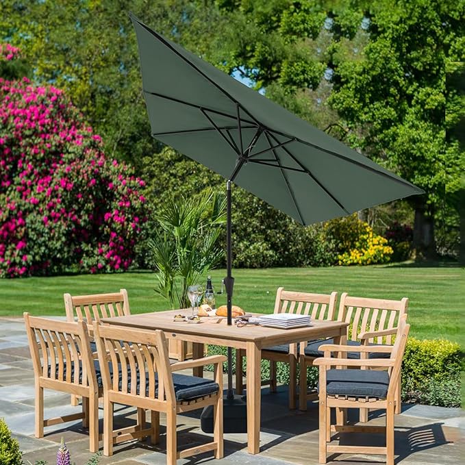 COBANA 6.6 x 9.8ft Rectangular Patio Umbrella, Outdoor Table Market Umbrella with Push Button Tilt/Crank,Patio Umbrella Rectangular for Backyard, Garden