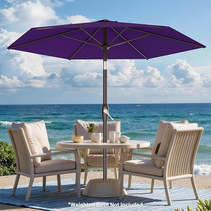 AreShark 7.5FT Patio Umbrella Table Market Umbrella w/Tilt and Crank, Heavy-Duty Outdoor Umbrellas for Pool, Deck, Garden and Backyard, Purple