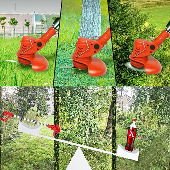 Weed Wacker Electric Cordless Grass Trimmer,with 3Types Blades,Included 2Pcs 24v 4Ah Batteries Electric Stringless Weed Trimmer Lightweight 2.6lb, for Yard and Garden