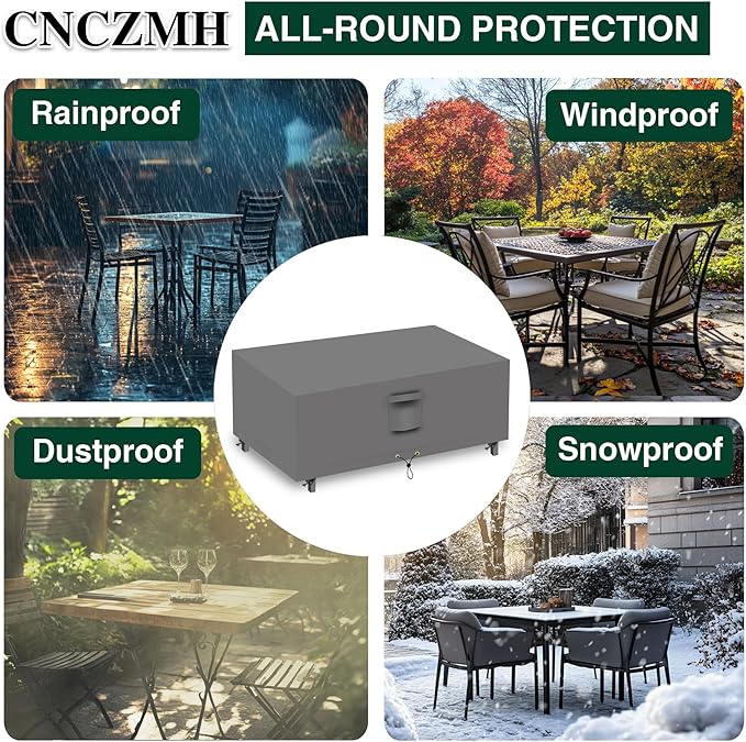 Heavy Duty Patio Furniture Covers Waterproof, 600D Outdoor Furniture Cover Waterproof for Sectional Sofa Couch, Outdoor Dining Table and Chair Set Covers 52''L x 22''W x 35''H, Grey