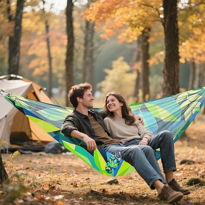 Geometric Abstract Leaf Summer 330lb Capacity Camping Hammock with Tree Straps Tree Hammock for Outside Beach Patio Garden accesorios para Camping
