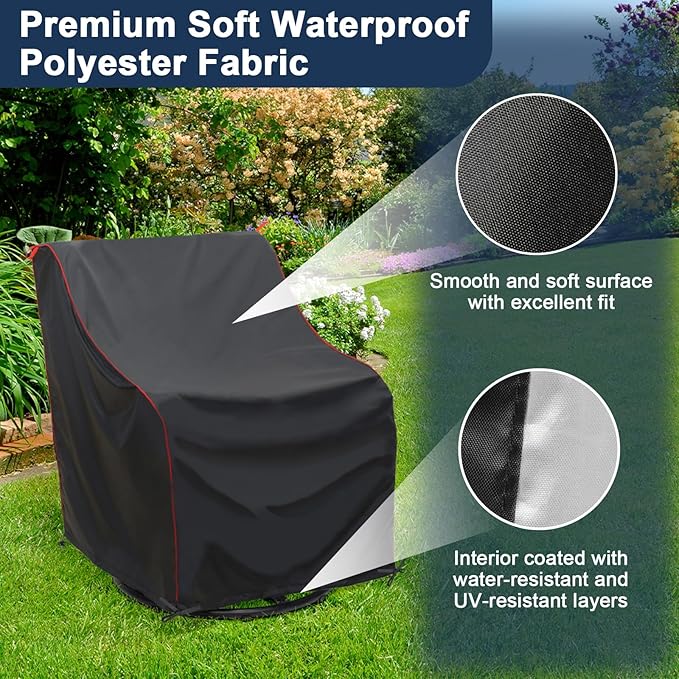 Patio Chair Covers Waterproof, Outdoor Chair Covers, Windproof UV Resistant Patio Furniture Covers for Garden Deck Lawn Chairs (2 Pack, Black)
